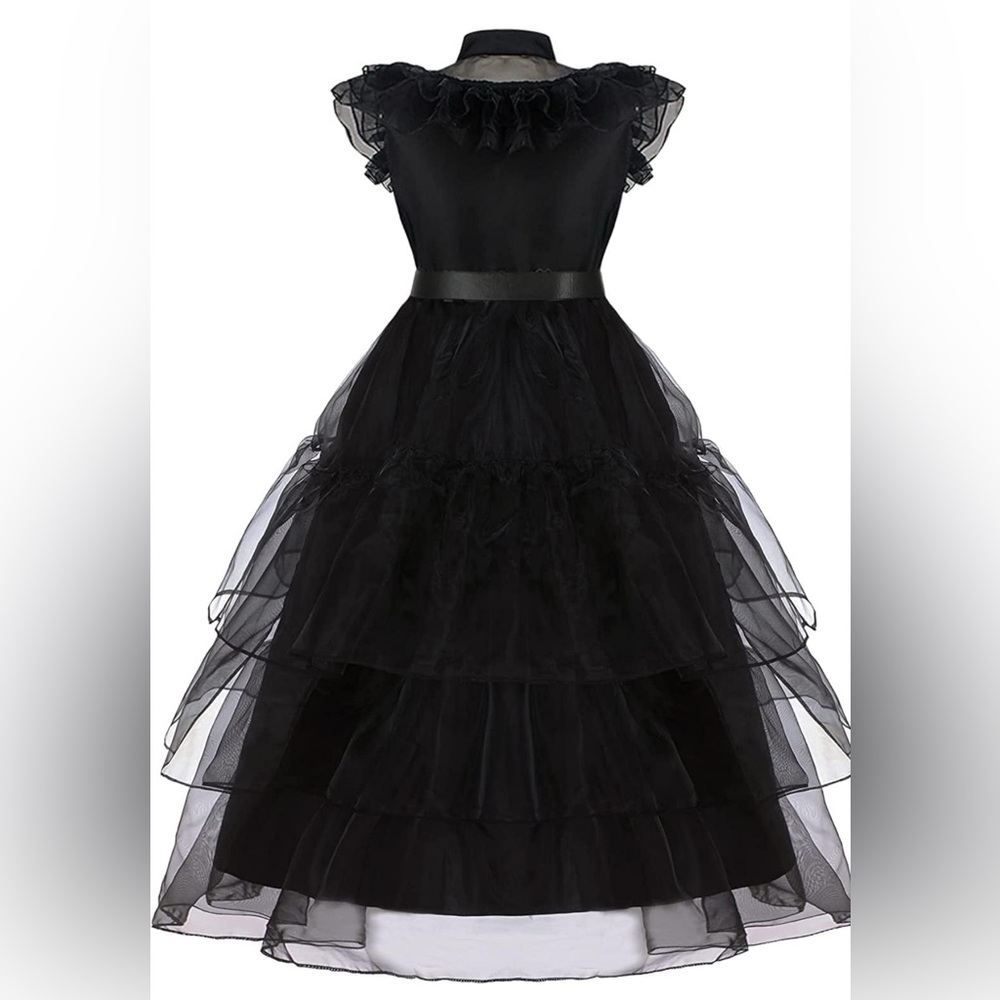 Wednesday Adams costume- Elegant Black Kids Casual Dress